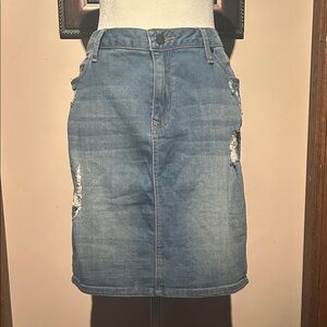 JustFab Distressed Blue Denim Pencil Skirt size 30 (10)